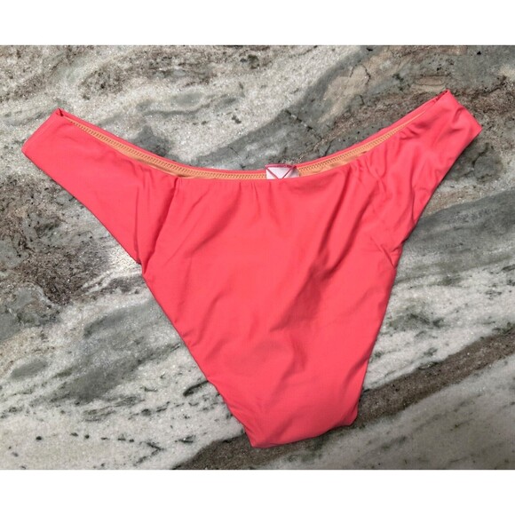 J Crew Bikini Bottom Womens Large Pink Curved Waist Cheeky High Legs Lined - Picture 2 of 5